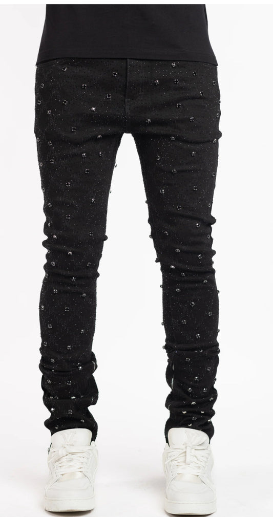 GUAPI-ALL BLACK EMBELLISHED DENIM V2-296ABEDV2