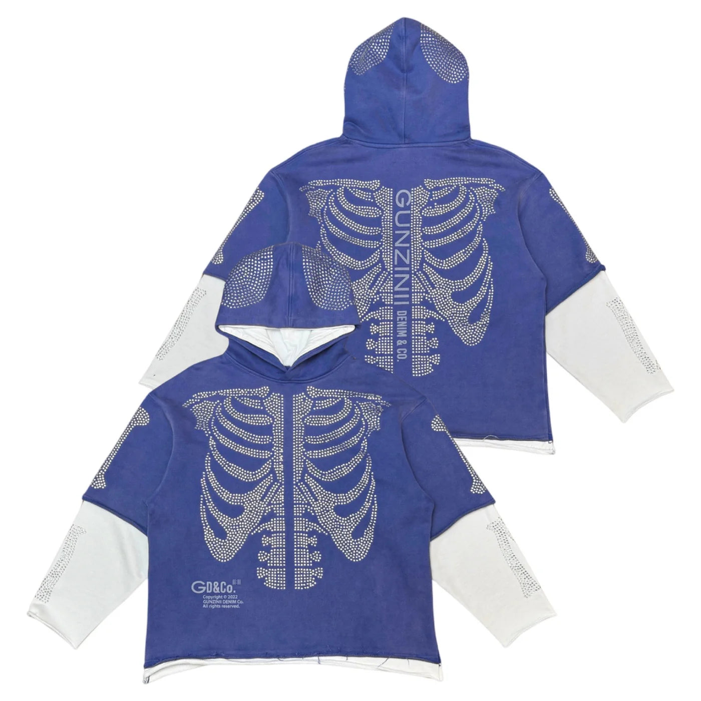 GUNZINII STUDDED RIBS ROYAL HOODIE-GZ524