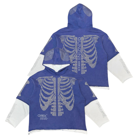 GUNZINII STUDDED RIBS ROYAL HOODIE-GZ524