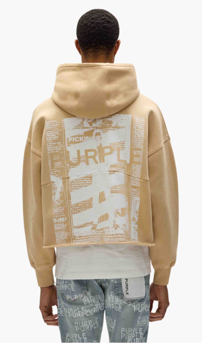 PURPLE-Newsprint Cropped Hoodie-M4104-HABN25