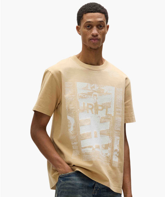 PURPLE- Newsprint Tee - P117-HABN225