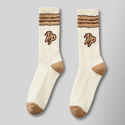 HYDEPARK-Wavy Sock - Cream & Brown & Dark Brown