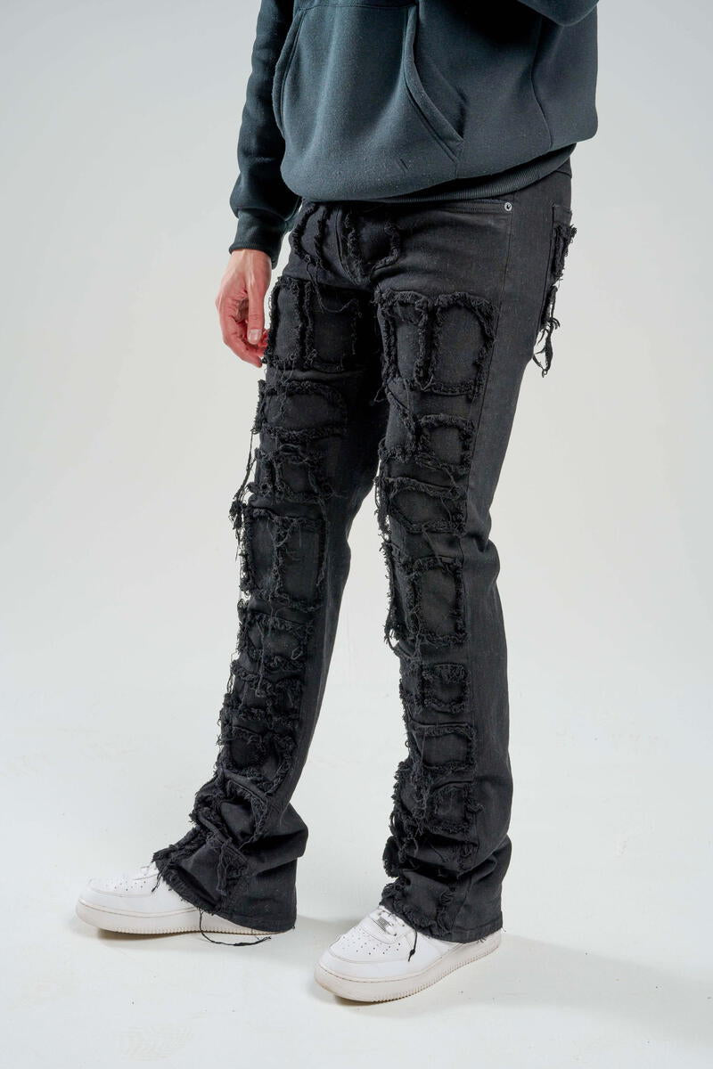 TAKER-PREMIUM STRETCH STACK PANTS WITH MULTI PATCH-T4057