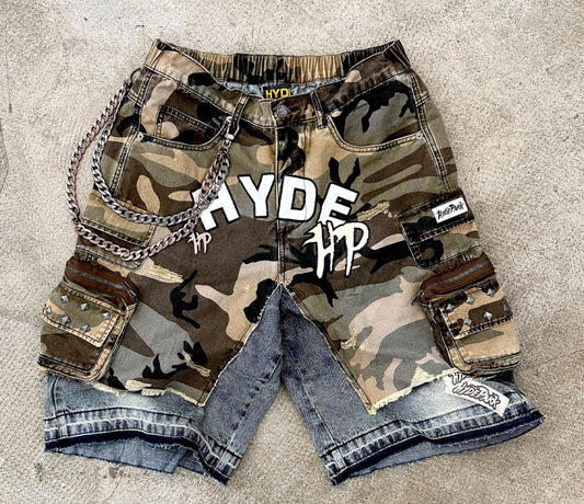 HYDEPARKCamo x Denim Cargo Short - Military Green