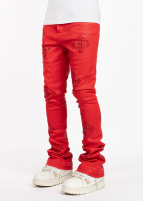 GUAPI-CRIMSON RED ICON EMBELLISHED DENIM-322CRIED36W