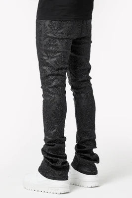 GUAPI-OBSIDIAN BLACK EMBELLISHED DENIM V3-458OBEDV340