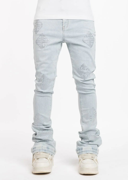 Guapi - Icon Embellished Stacked Jeans (Blue)-325ABIED34W