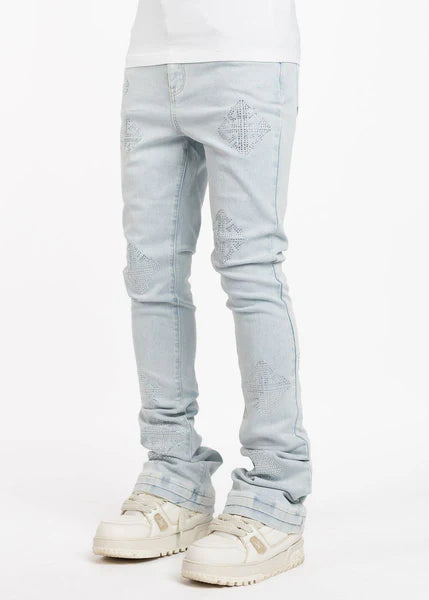 Guapi - Icon Embellished Stacked Jeans (Blue)-325ABIED34W