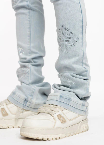 Guapi - Icon Embellished Stacked Jeans (Blue)-325ABIED34W