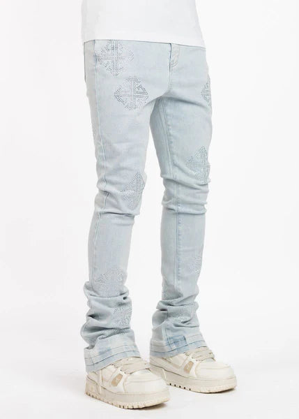 Guapi - Icon Embellished Stacked Jeans (Blue)-325ABIED34W