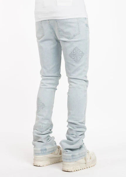 Guapi - Icon Embellished Stacked Jeans (Blue)-325ABIED34W