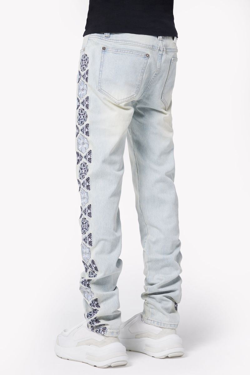 GUAPI-Vintage Blue Flowers Regular Denim-421VBFRD