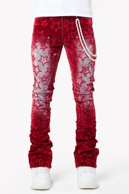GUAPI-VELVET RED STARS DENIM