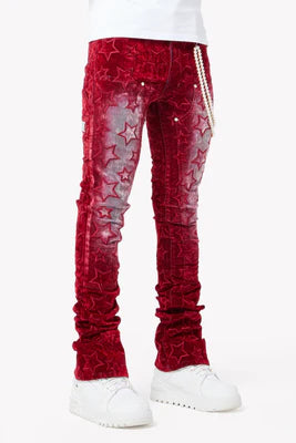 GUAPI-VELVET RED STARS DENIM