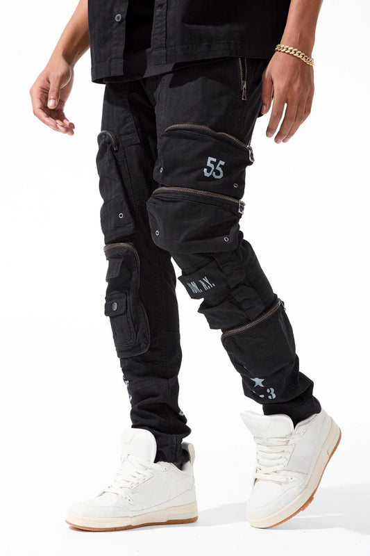 SEAN - INFANTRY DIVISION CARGO PANTS (BLACK)-5673M