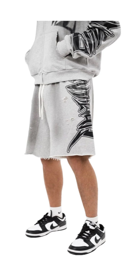 MIXED EMOTION-ME "GREY FADED SHORTS"