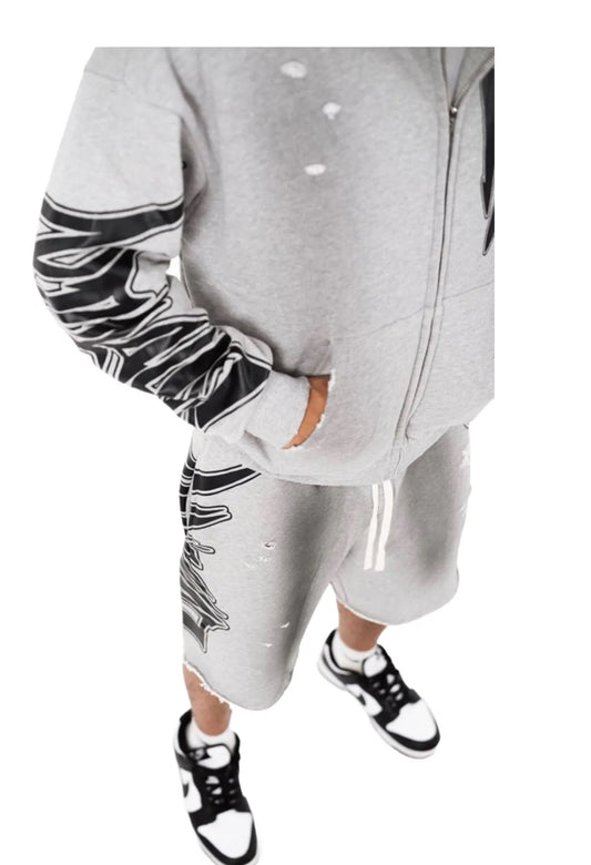 MIXED EMOTION-ME "GREY FADED SHORTS"