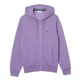 Lacoste - Men's Lacoste Purple Kangaroo Pocket Fleece Hoodie Sweatshirt - SH962651GFU