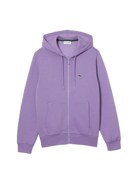 Lacoste - Men's Lacoste Purple Kangaroo Pocket Fleece Hoodie Sweatshirt - SH962651GFU