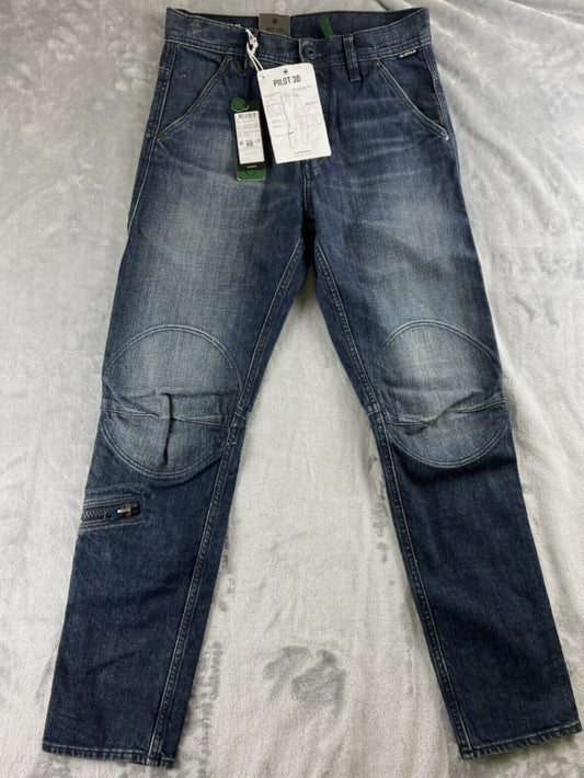 G-Star RAW MEN Worn In Hale Navy Pilot 3D Slim Kir Stretch Denim Jeans - D20505-B767-C59813