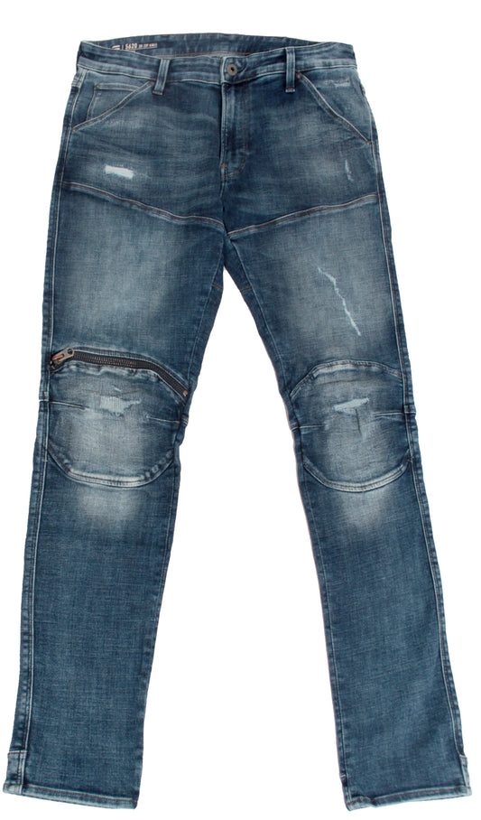 G-star - 5620 3D ZIP KNEE SKINNY - FADED RIPPED BALTIC SEA - D01252-C051-C668