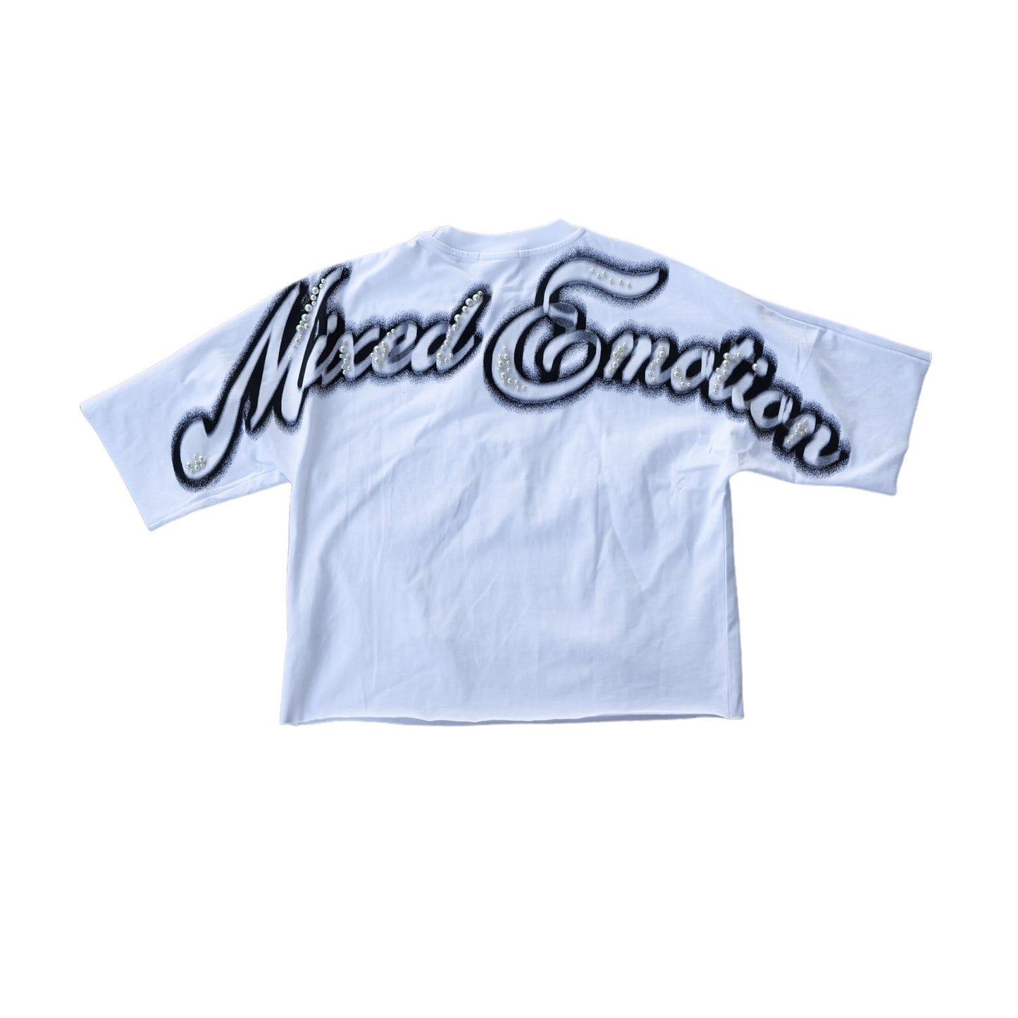 Mixed Emotion -  White “Pearl” Cropped Te