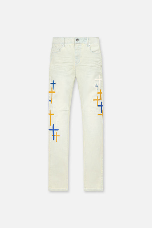 RTA BRYANT SKINNY JEAN | STORMY SKY CROSS PATCH-