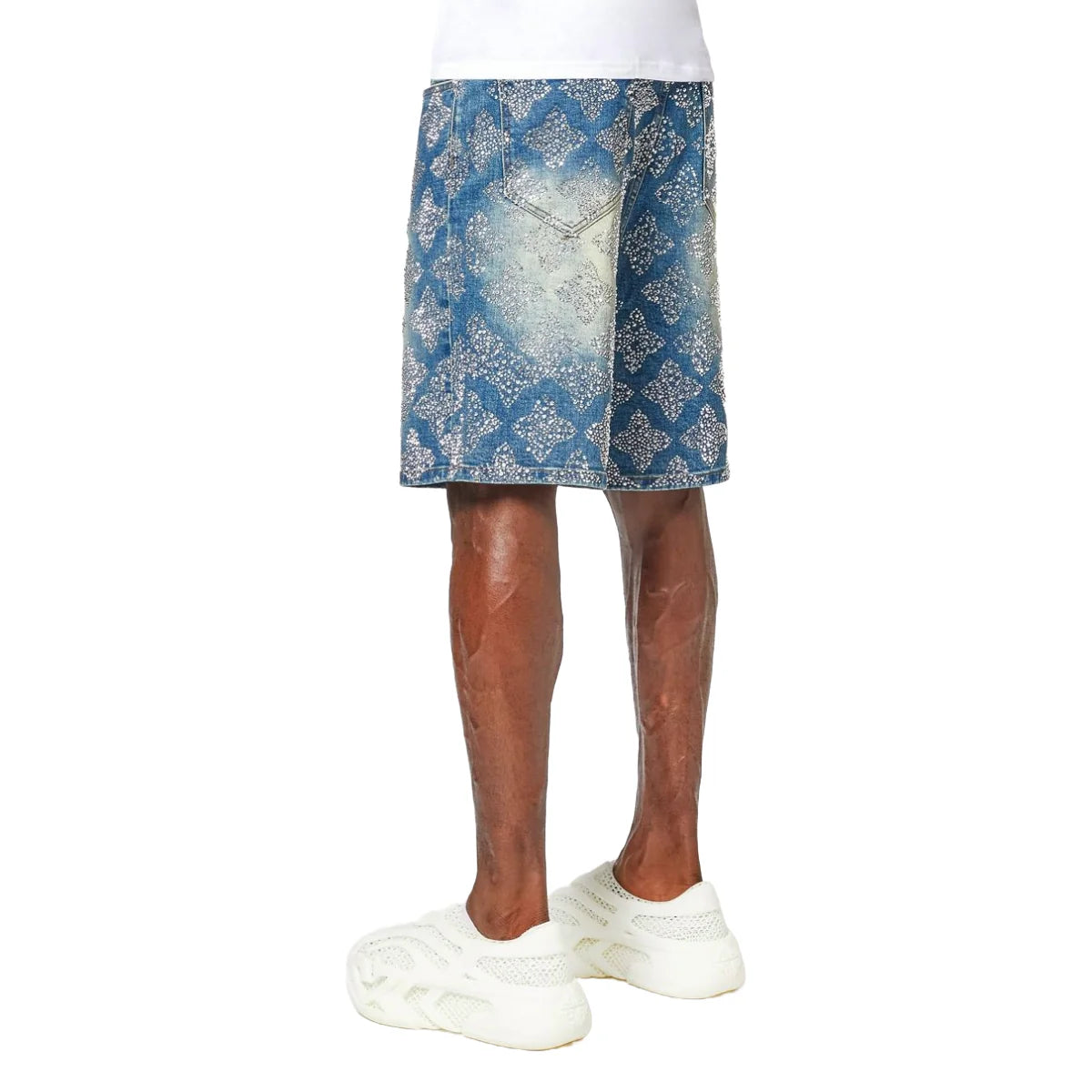 GUAPI VINTAGE BLUE EMBELLISHED DENIM SHORTS