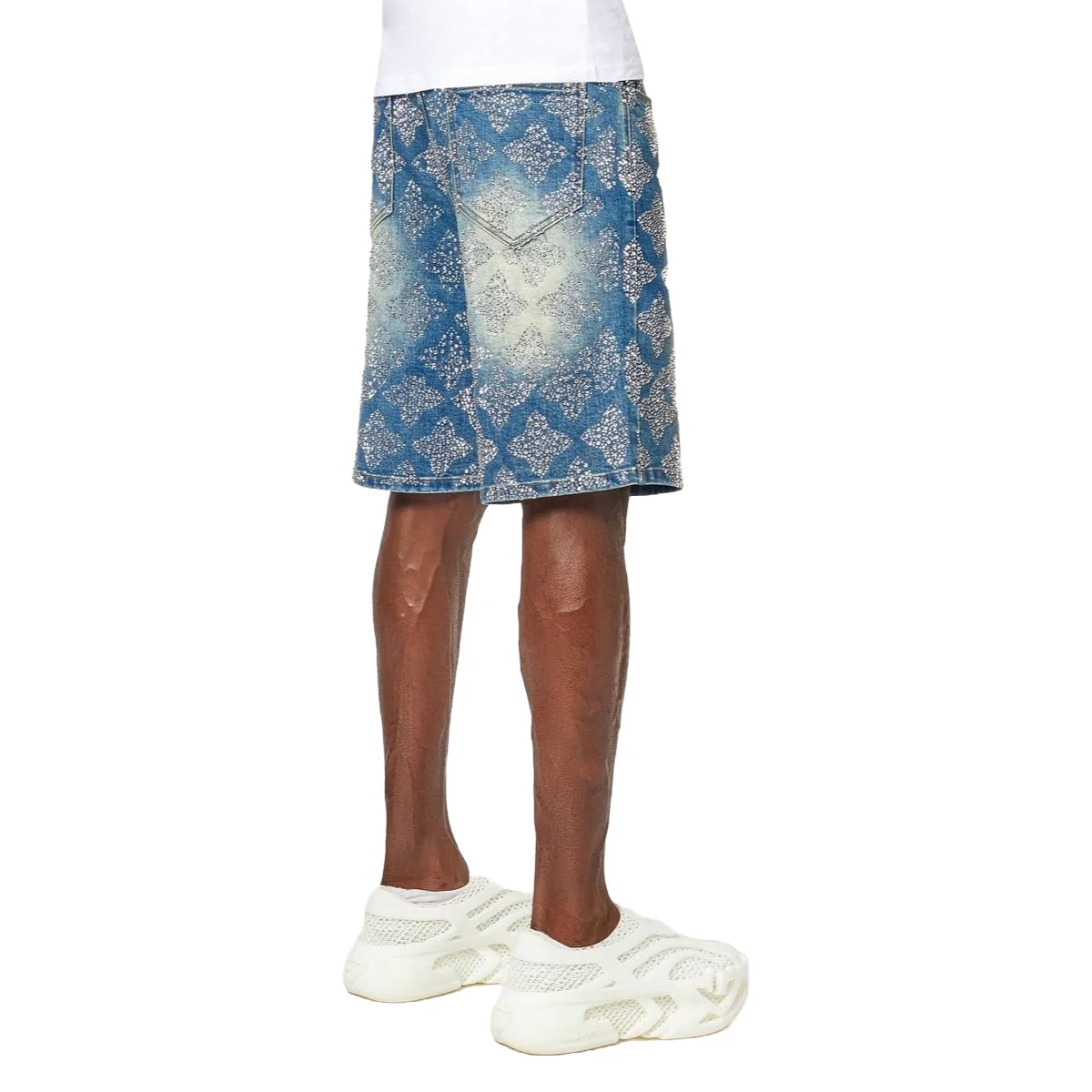 GUAPI VINTAGE BLUE EMBELLISHED DENIM SHORTS