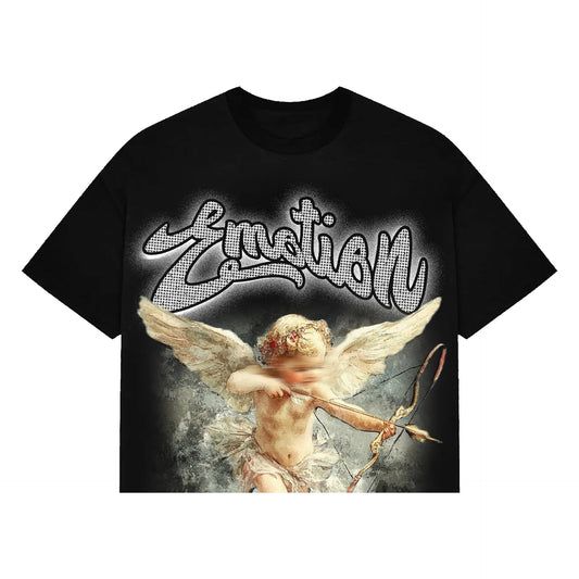 MIXED EMOTION Black “Rhinestone” Cropped Tee