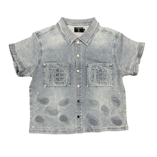 MIXED EMOTION Paisley’ Denim Blue Shirt