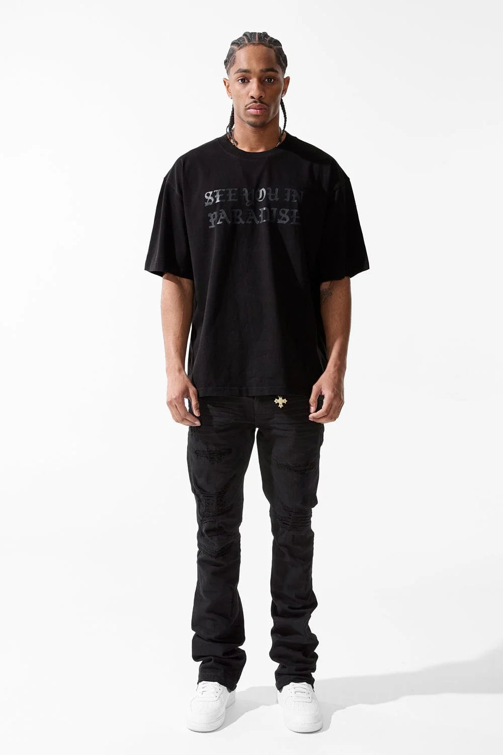 JORDAN CRAIG MARTIN STACKED BLACK DENIM - JTF934R