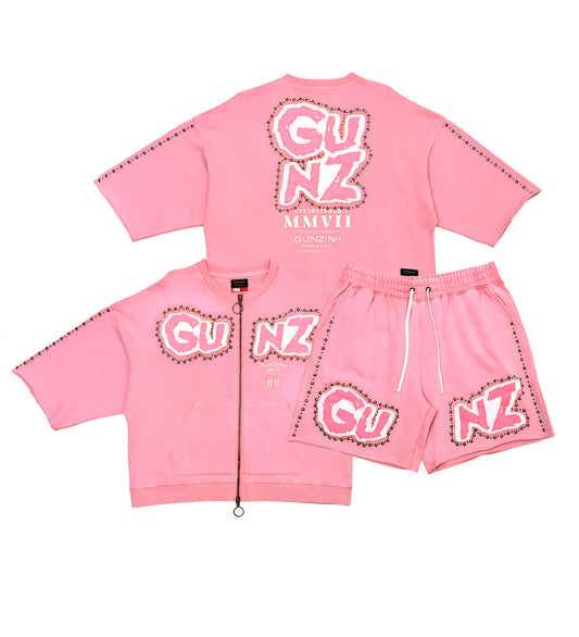 Gunzini Bet On Yourself Full Zip Tshirt Cropped T-shirt & Matching Shorts GZ618