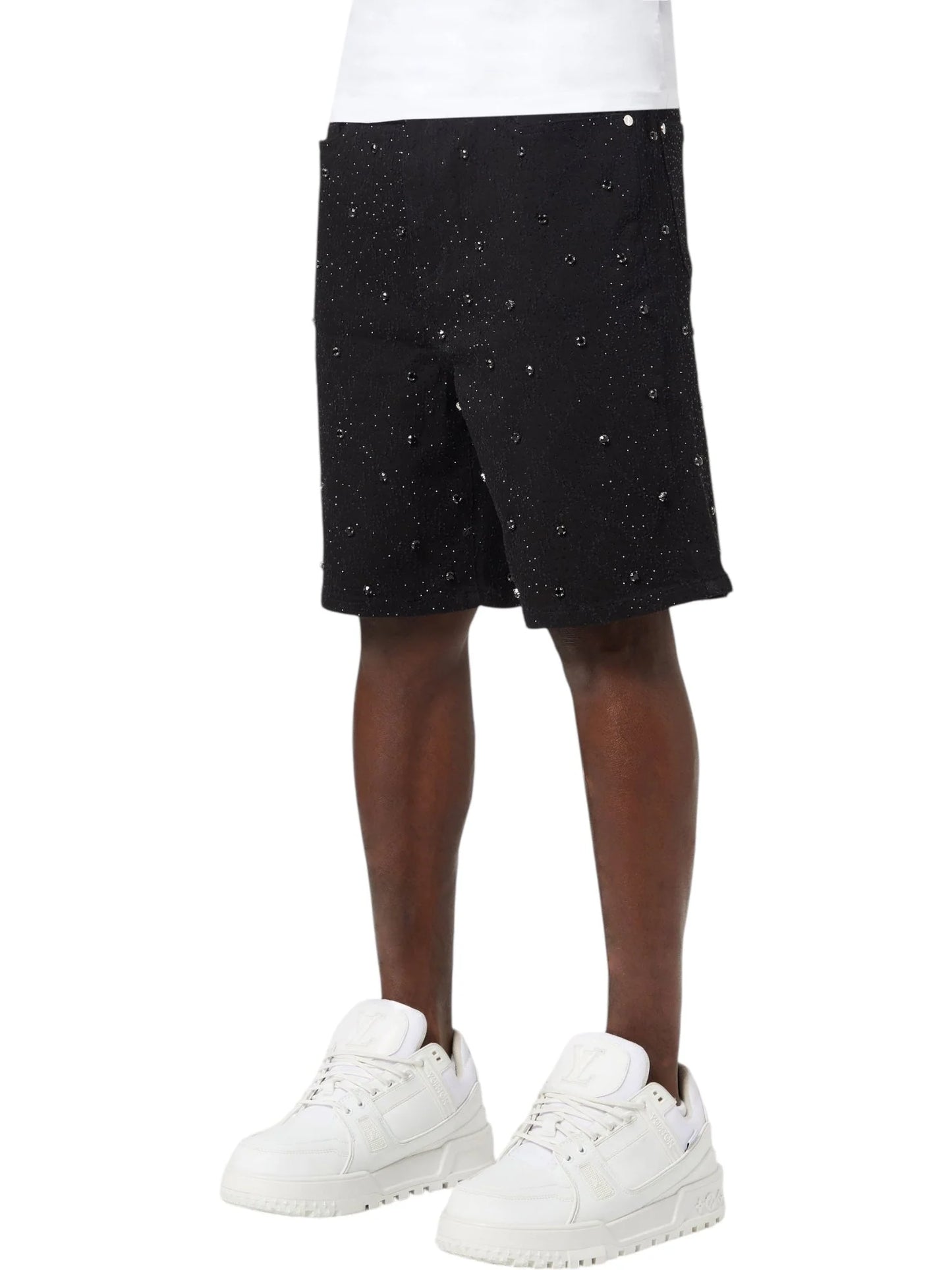 Guapi All Black Embellished Denim Shorts