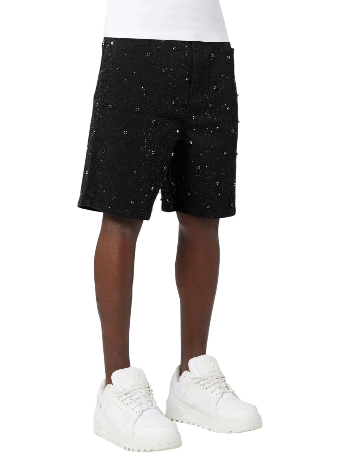 Guapi All Black Embellished Denim Shorts