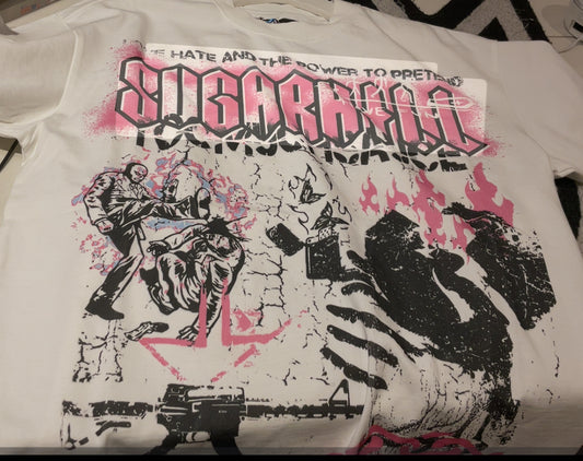 SUGARHILL - PRENTENDER - T-SHIRT - WHITE PINK