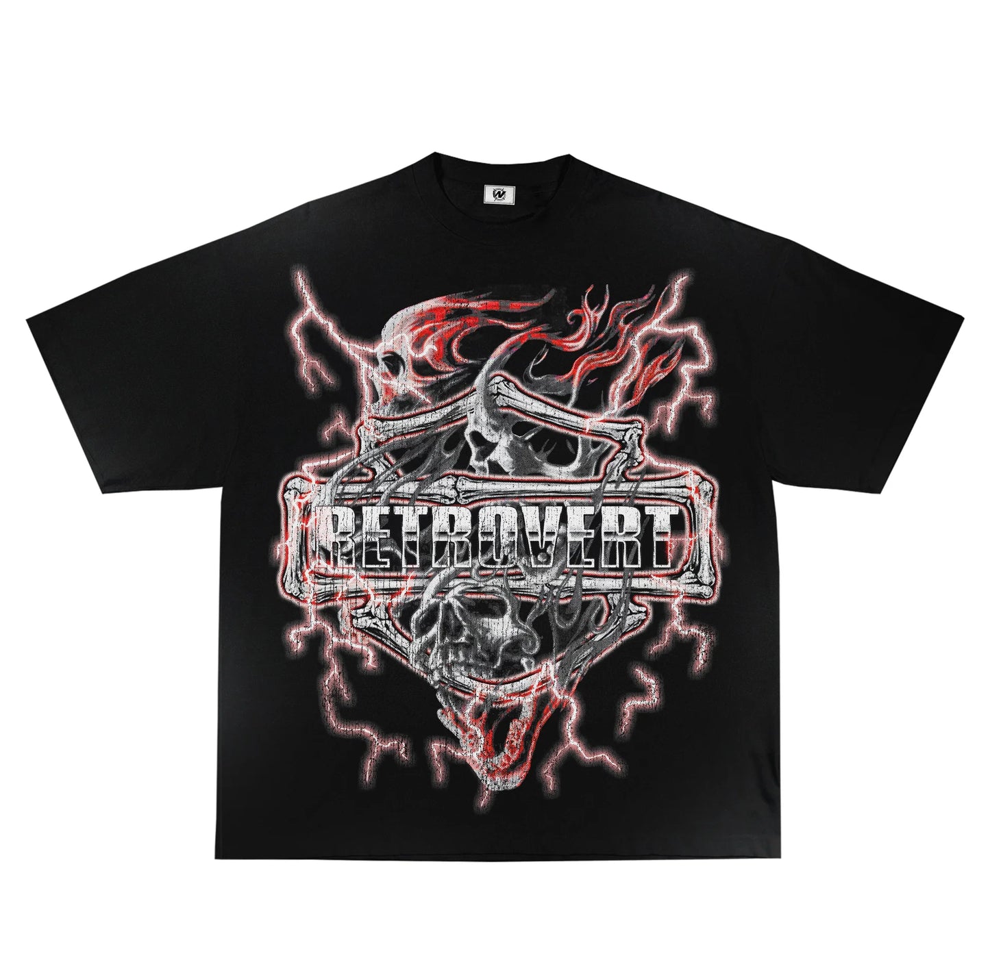 RETRO VERT RED SKULL SHIRT-BLACK