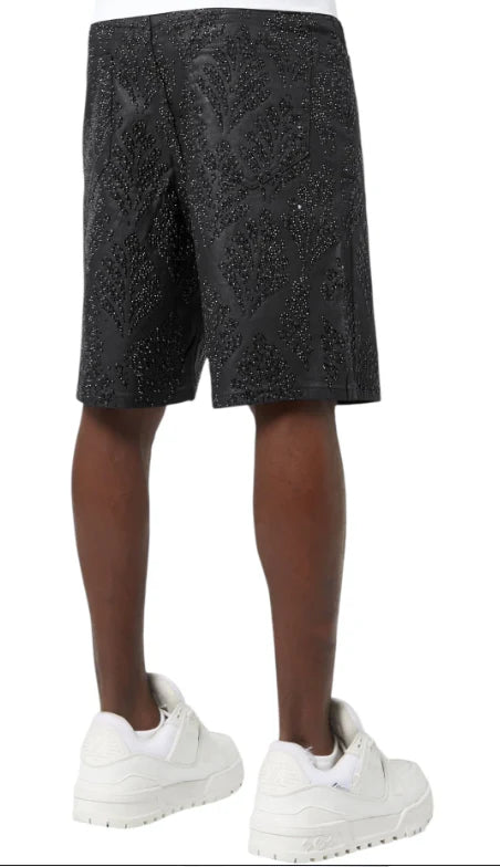 Guapi Shorts - All Black Embellished Denim Shorts V2