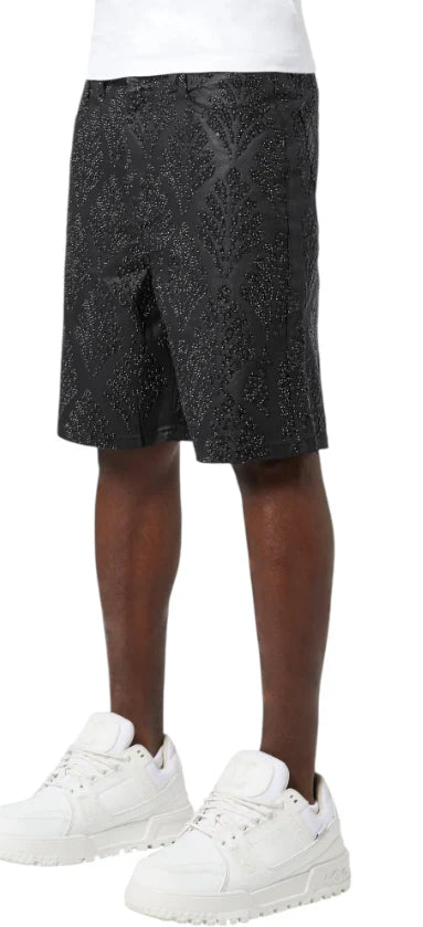 Guapi Shorts - All Black Embellished Denim Shorts V2