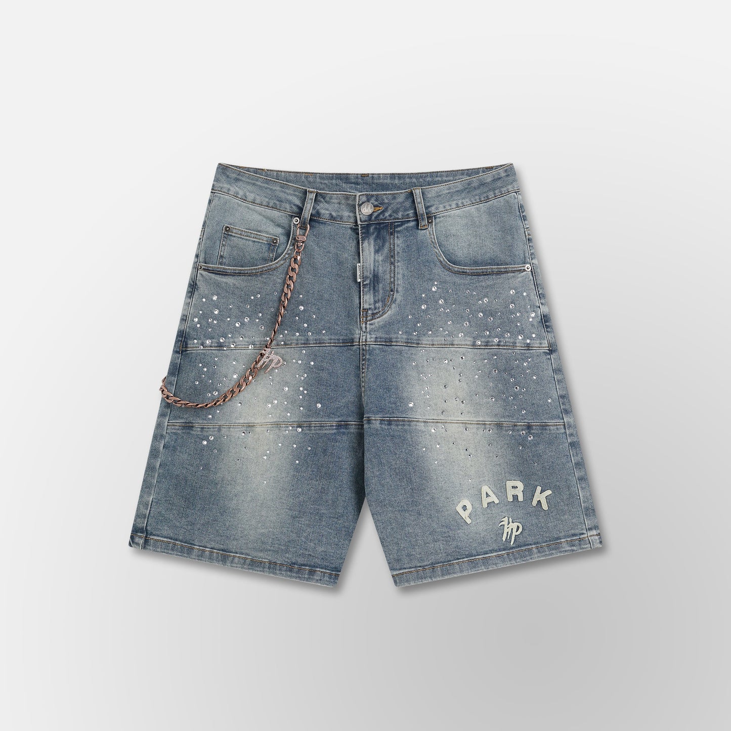 HYDEPARK STUDDED PARK VELOCITY DENIM SHORT - BLUE