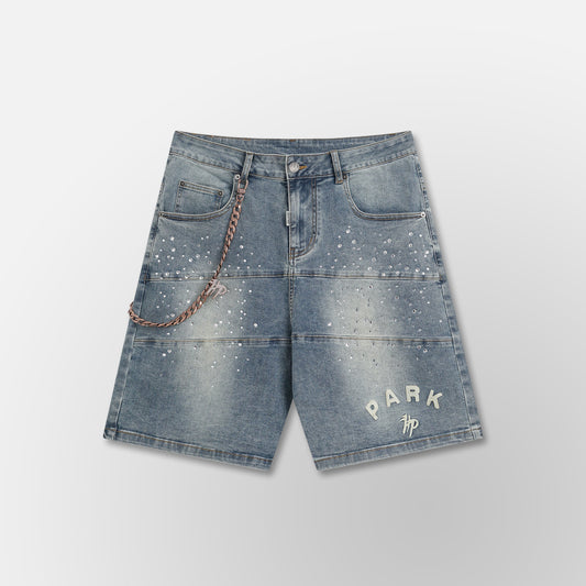 HYDEPARK STUDDED PARK VELOCITY DENIM SHORT - BLUE