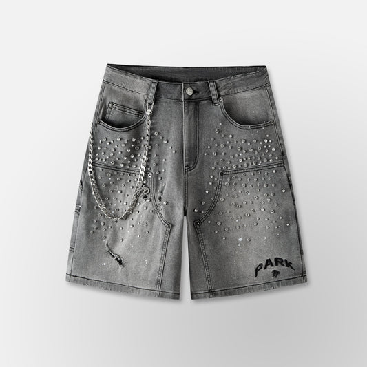 HYDEPARK DOUBLE KNEE DENIM WORK SHORTS - BLACK