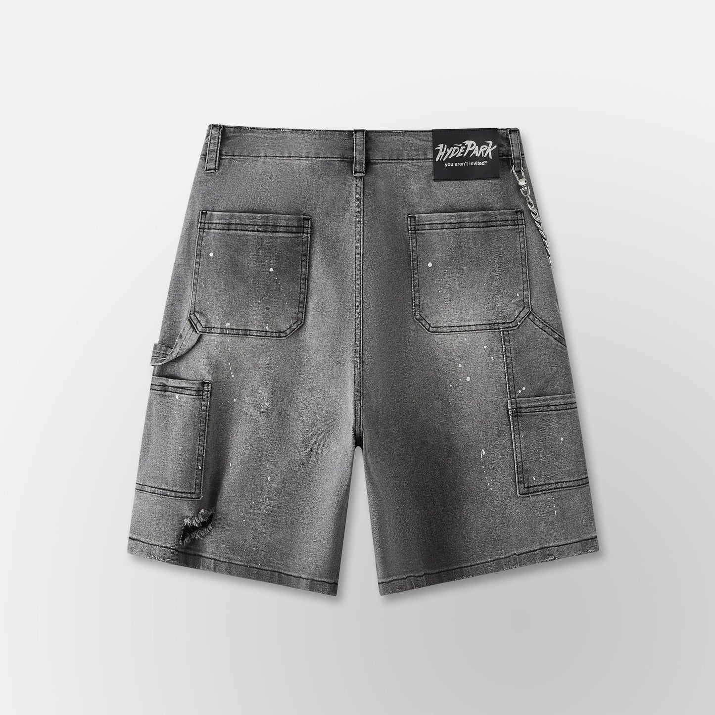 HYDEPARK DOUBLE KNEE DENIM WORK SHORTS - BLACK