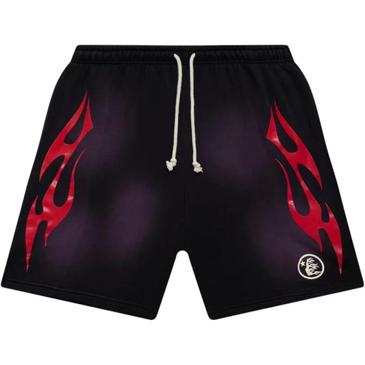 Hellstar - flame Shorts Black Red