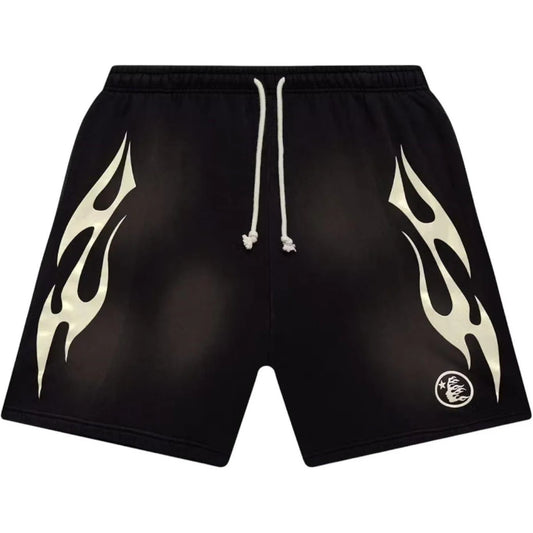 Hellstar - Flame Shorts Black White