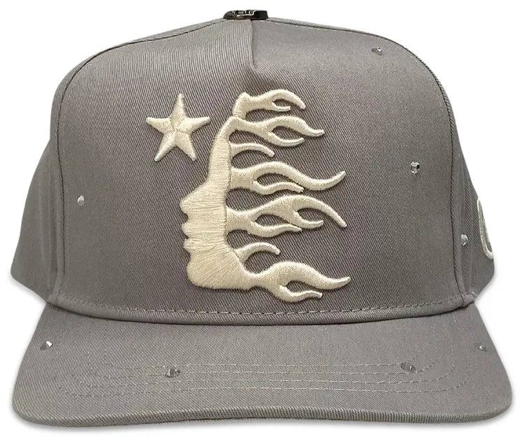 Hellstar OG Logo Rhinestones Snapback Hat 'Grey'