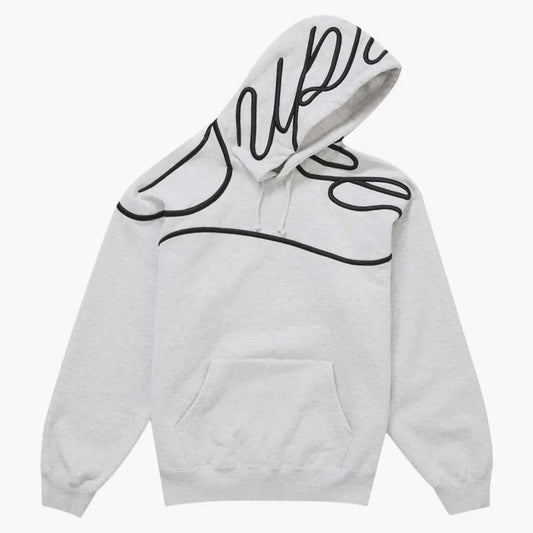Supreme - Shoulder Script Hooded Sweatshirt Heather Grey