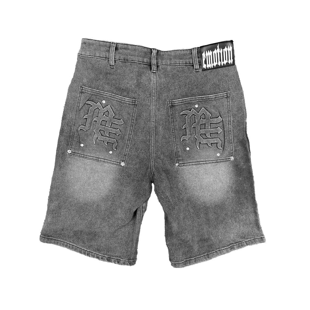 MIXED EMOTIONS RHINESTONE BLUE DENIM SHORTS