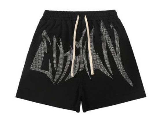 MIXED EMOTIONS RHINESTONE BLACK SHORTS