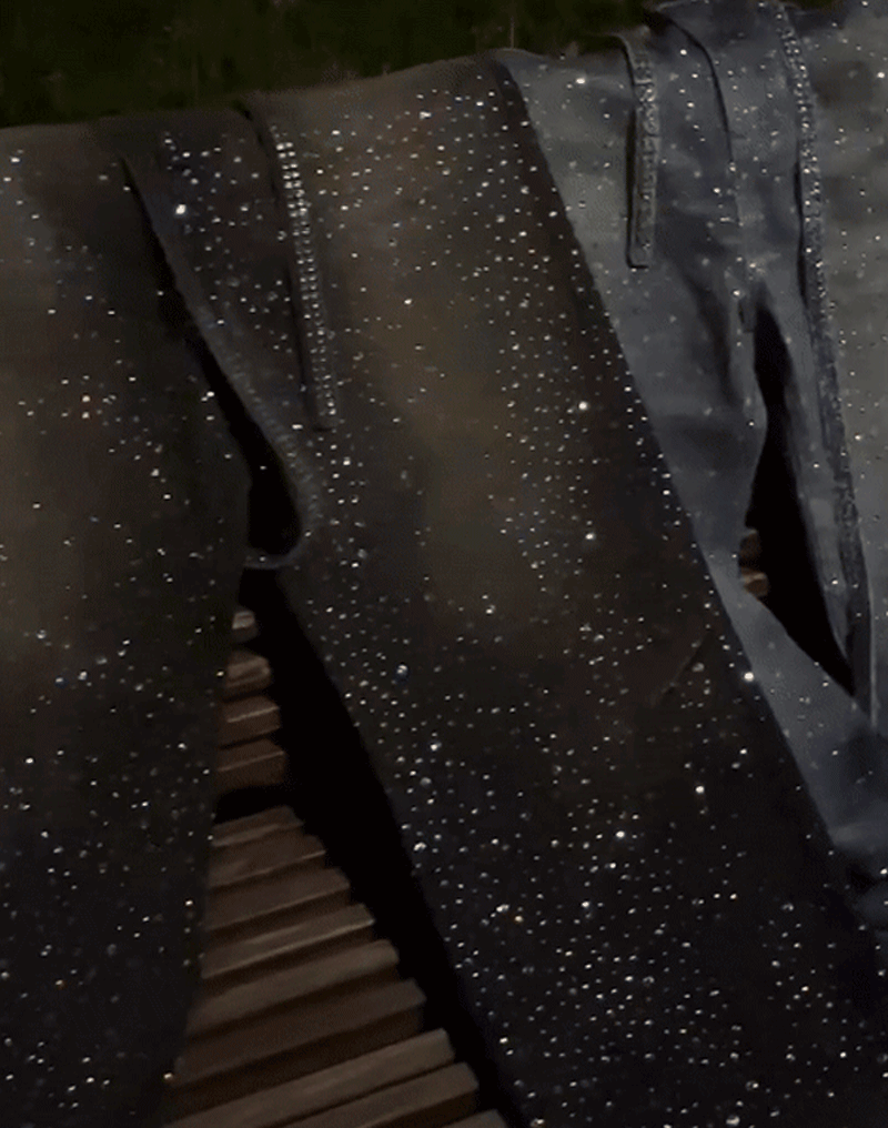 BIRTH OF ROYAL CHILD-3D Printing Washed 20k Swarovski Diamond Boro Denim Black